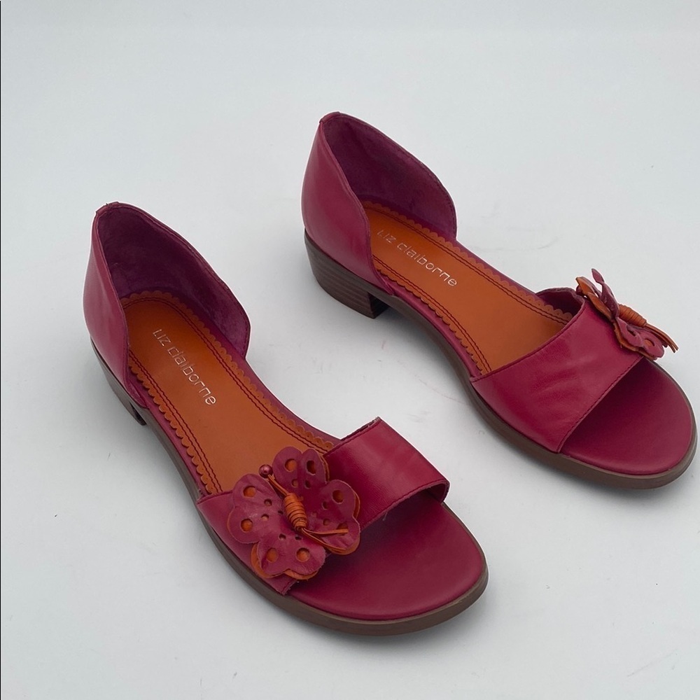 Liz Claiborne Women's Pink Sandals slip on Y2K leather beach casual vacation 6M